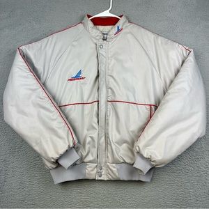Vintage Piedmont Airlines Jacket Mens Large Gray Swingster Zip Snap Quilt Lined